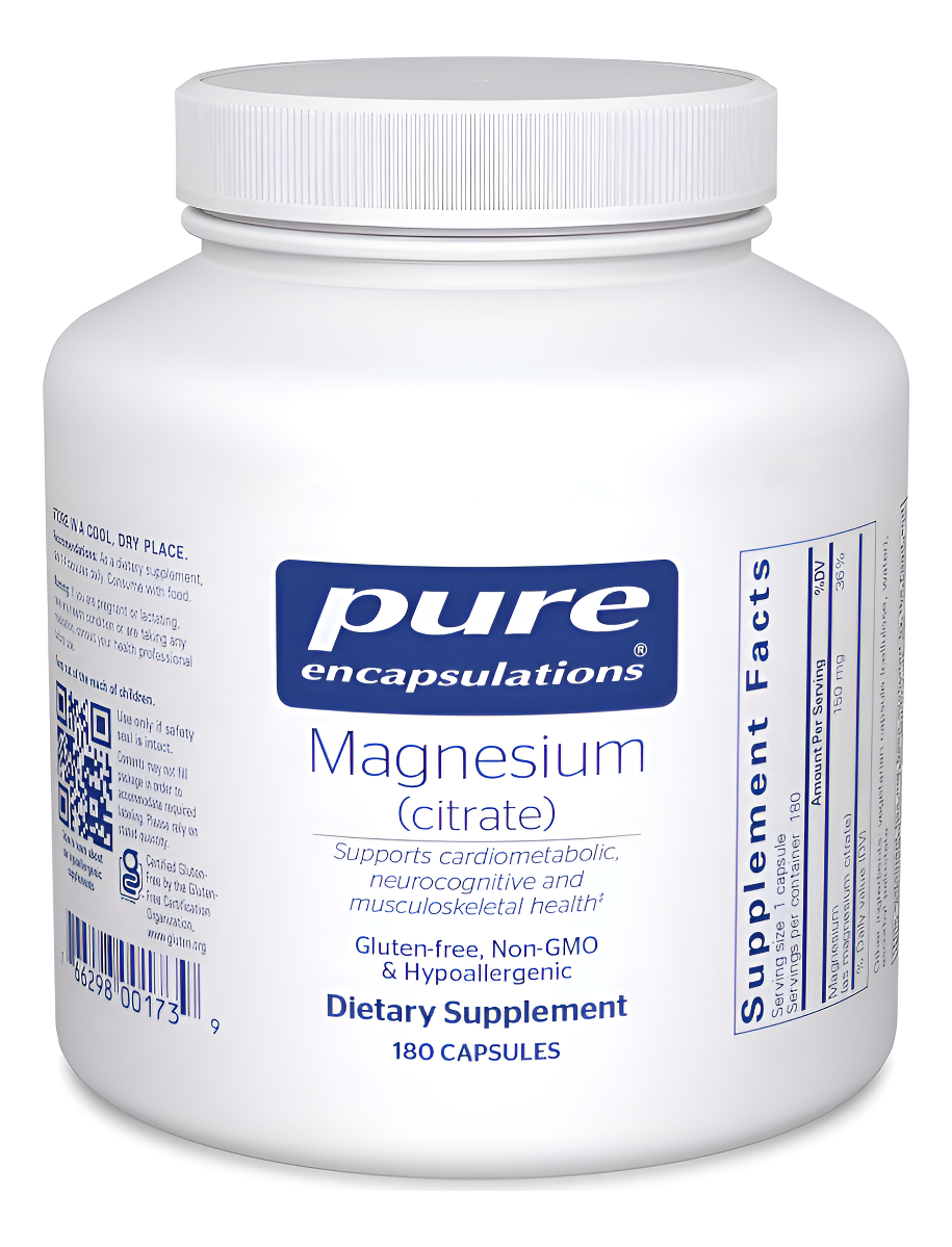Pure Encapsulation Suplemento De Citrato De Magnesio 180 Cápsulas
