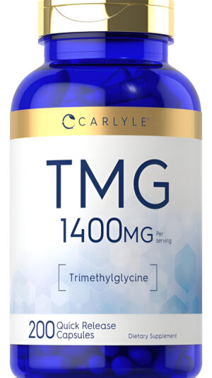 Carlyle Tmg 1400mg | 200 Cápsulas De Liberación Rápida De Trimetilglicina | Suplemento Sin Omg Y Sin Gluten