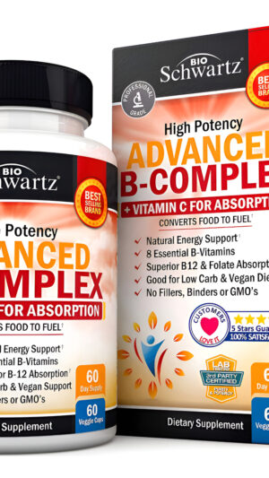Bioschwartz Complejo De Vitamina B Con Vitamina C Para Una Máxima Absorción, 60 Cápsulas Veganas