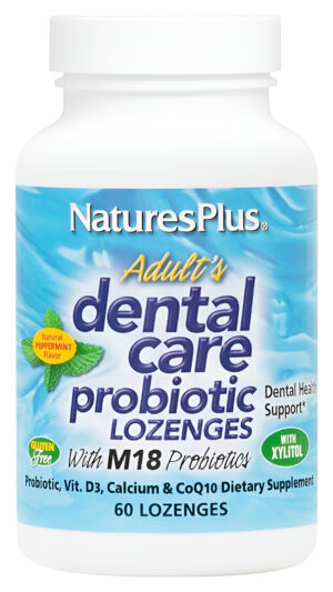 Natures Plus Probiótico, Suplemento Para La Salud De Los Dientes Y Las Encías, Sabor A Menta, 60 Pastillas Vegetarianas