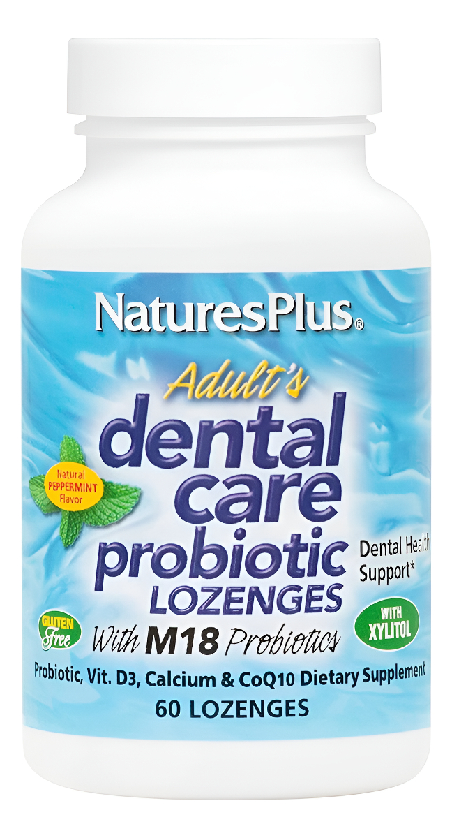Natures Plus Probiótico, Suplemento Para La Salud De Los Dientes Y Las Encías, Sabor A Menta, 60 Pastillas Vegetarianas