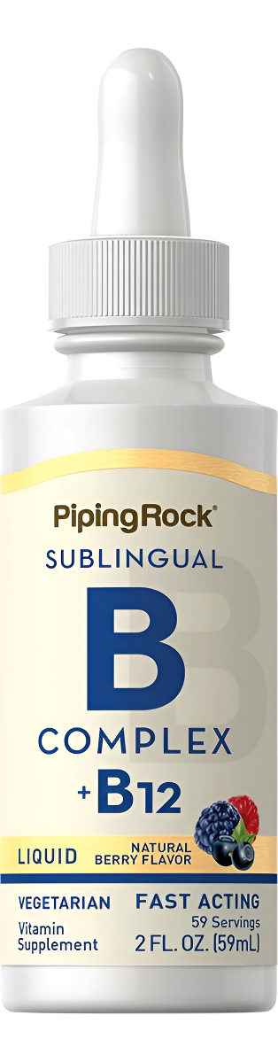 Piping Rock Complejo De Vitamina B Con B12 | Gotas Líquidas | 1200 Mcg 2oz | Suplemento Sublingual |