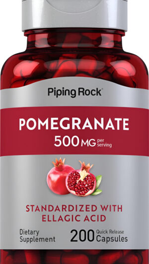Piping Rock 200 Cápsulas De Extracto De Granada De 500 Mg | Suplemento Dietético | Estandarizado Con Ácido Elágico |