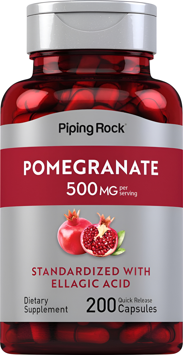 Piping Rock 200 Cápsulas De Extracto De Granada De 500 Mg | Suplemento Dietético | Estandarizado Con Ácido Elágico |