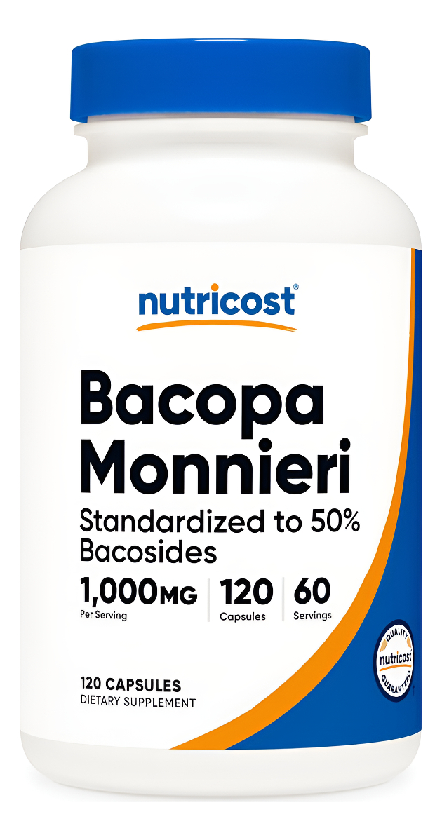 Nutricost Bacopa Monnieri 1,000 Mg, 120 Cápsulas (60 Porciones) - Sin Omg, Sin Gluten Y Apto Para Vegetarianos