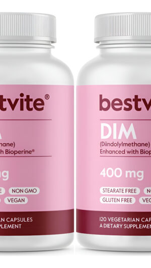 Bestvite Dim (diindolilmetano) 400 Mg Con Bioperina (240 Cápsulas Vegetarianas) (120 X 2) - Sin Estearatos - Sin Gelati