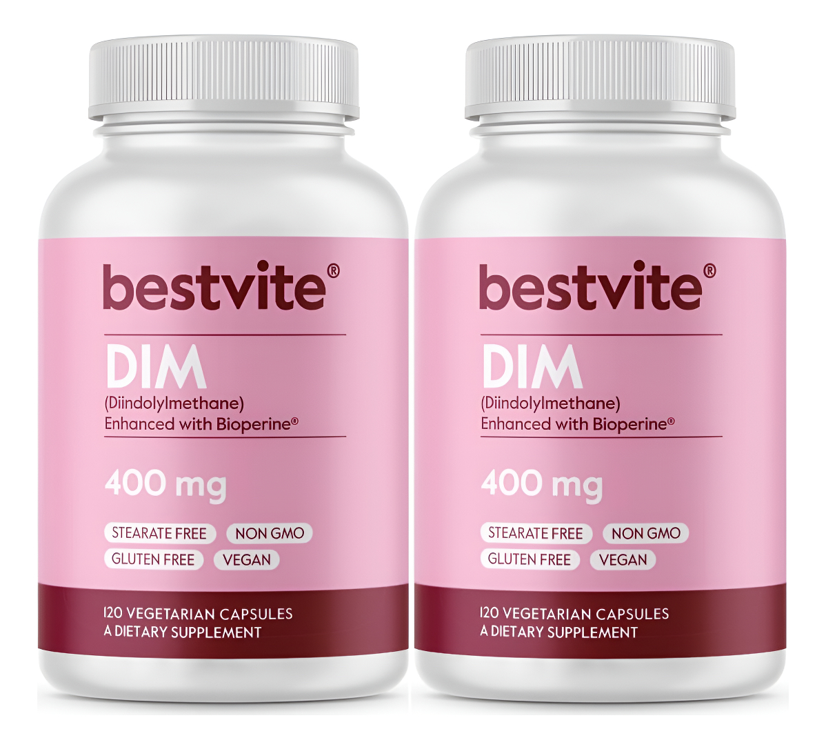 Bestvite Dim (diindolilmetano) 400 Mg Con Bioperina (240 Cápsulas Vegetarianas) (120 X 2) - Sin Estearatos - Sin Gelati
