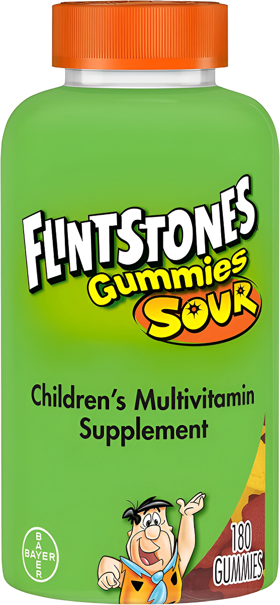 Los Picapiedra 180 Gomitas De Sabor Frutal Ácido Natural Multivitamínicos Para Niños
