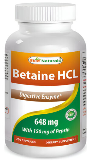 Best Naturals Betaína Hcl 648 Mg 250 Cápsulas