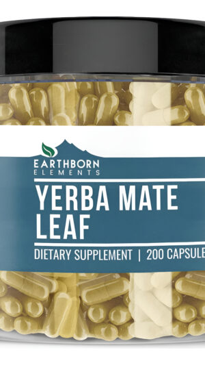 Earthborn Elements Yerba Mate Leaf 200 Cápsulas, Pura Y Sin Diluir, Sin Aditivos
