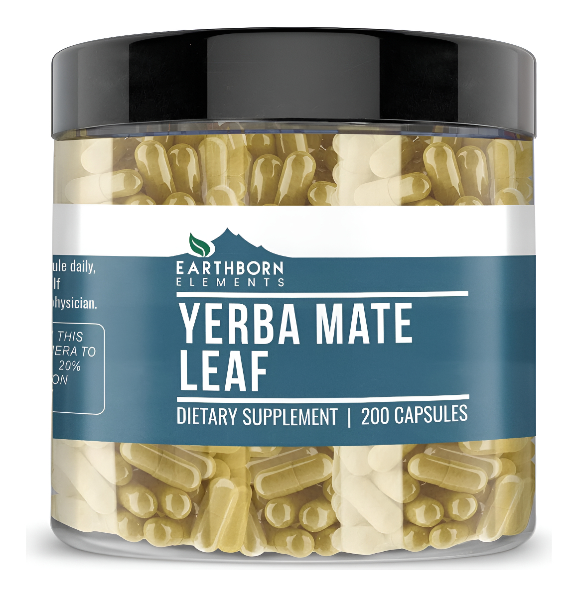 Earthborn Elements Yerba Mate Leaf 200 Cápsulas, Pura Y Sin Diluir, Sin Aditivos