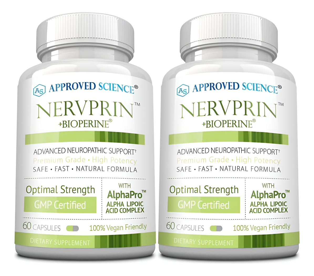 Approved Science Nervprin - Fórmula Natural - Benfotiamina, B12, R-ala - 120 Cápsulas - Paquete De 2