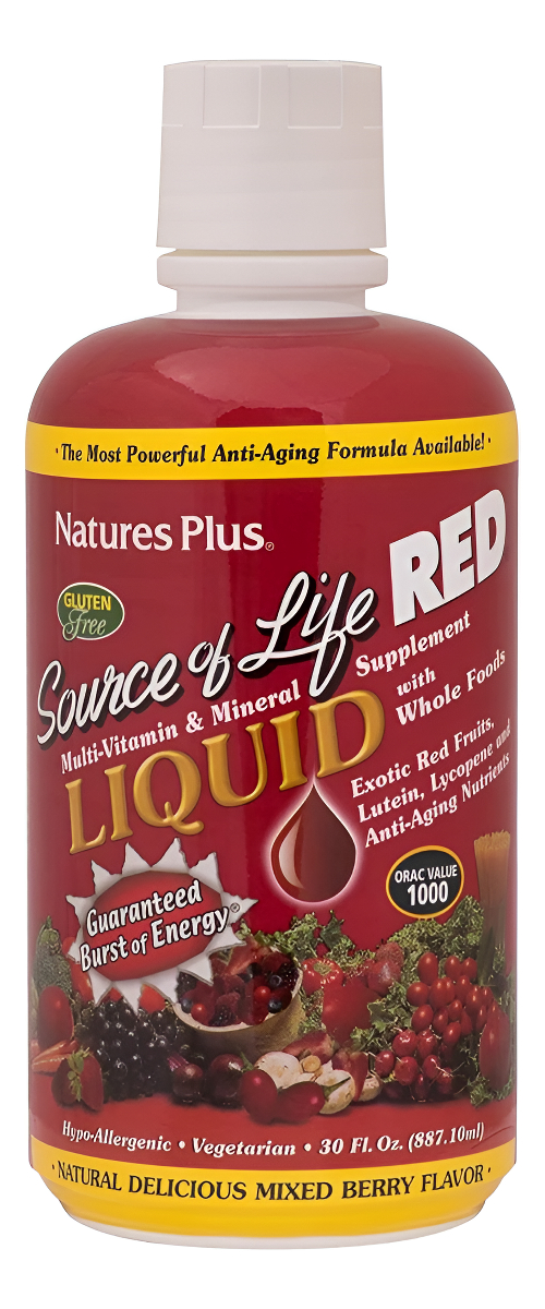 Naturesplus Source Of Life Red Multivitamínico Líquido 30 Oz Energía Y Apoyo Inmunológico Con Frutas Rojas Exótic