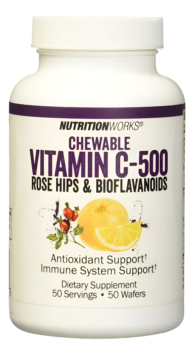 Nutritionworks Vitamina C Masticable, Apoya El Sistema Inmunológico, Antioxidantes Potentes, 50 Obleas