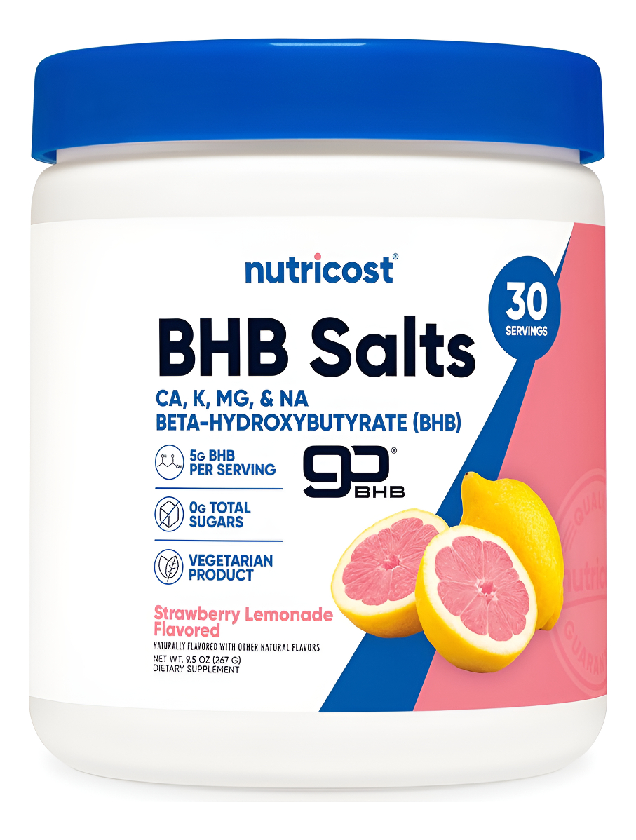 Nutricost Bhb Salts - Mezcla De Bebida (30 Porciones, Sabor A Limonada De Fresa) (0.18 Oz De Bhb Por Porción), 0.00 Oz