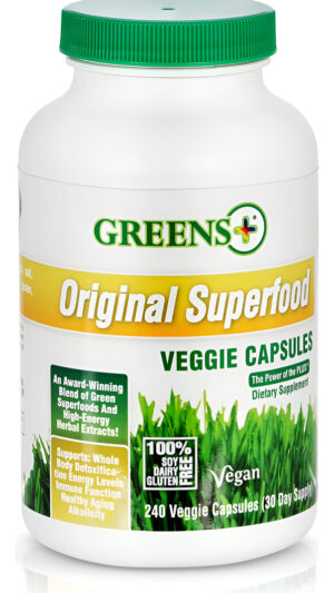 Greens+ Superfood Organic Super Greens Cápsulas Vegetales Con Clorela Orgánica, Espirulina, Alfalfa Y Pasto De Trigo, S