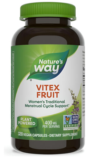Nature's Way Vitex Fruit, Soporte Tradicional Del Ciclo Mensual Femenino, Vegano, Proyecto Verificado Sin Omg, 320 Cáps