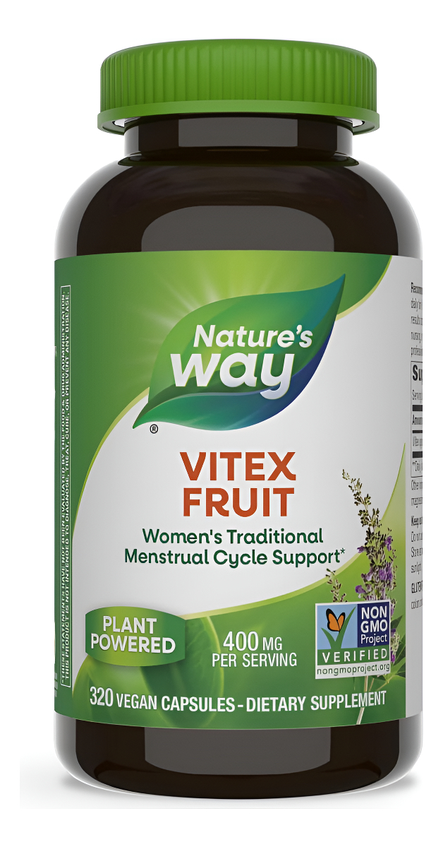 Nature's Way Vitex Fruit, Soporte Tradicional Del Ciclo Mensual Femenino, Vegano, Proyecto Verificado Sin Omg, 320 Cáps