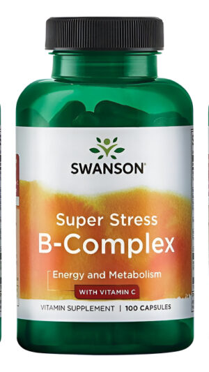 Swanson Complejo De Vitamina B Con Vitamina C, Suplemento Natural Que Promueve El Alivio Del Estrés, 100 Cápsulas, Pack De 3