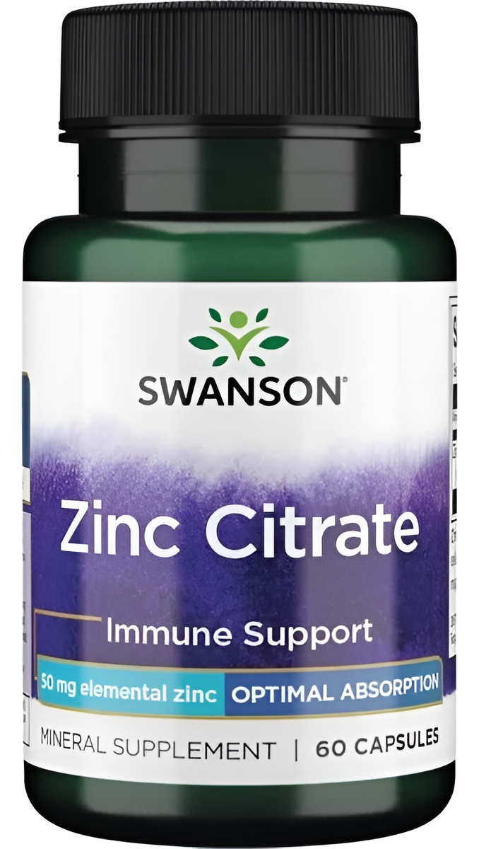 Citrato De Zinc 50mg 60 Caps Soporte Inmune Swanson