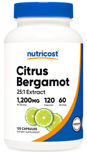 Nutricost Cápsulas De Bergamota Cítrica De 1,200 Mg, 120 Cápsulas - Extracto De Bergamota 25:1 - 60 Porciones, Sin Glut