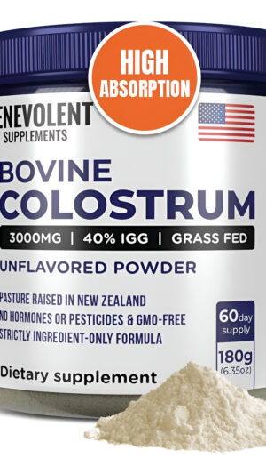 Suplemento En Polvo De Calostro Bovino (3000 Mg + 40% Igg + Sin Rellenos) Apoya La Salud Intestinal Y Digestiva