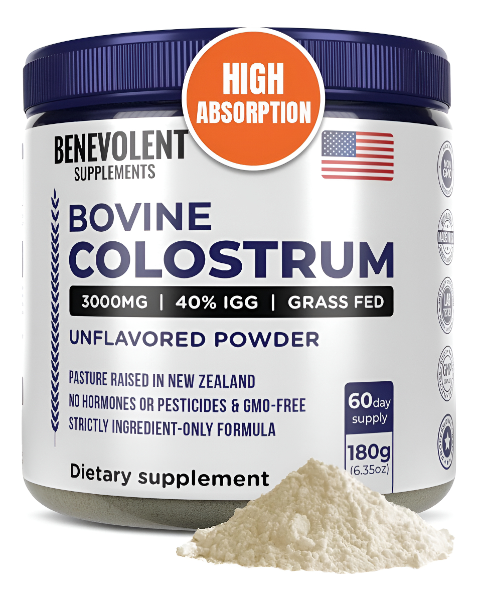 Suplemento En Polvo De Calostro Bovino (3000 Mg + 40% Igg + Sin Rellenos) Apoya La Salud Intestinal Y Digestiva