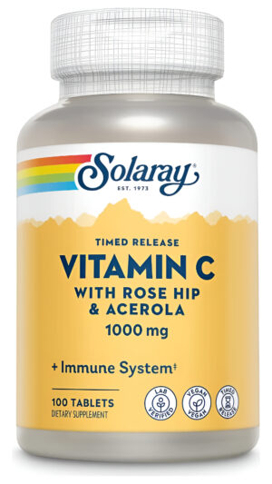 Solaray Vitamina C De 1000 Mg Con Bioflavonoides De Escaramujo Y Acerola 100 Tabletas De Liberación Prolongada