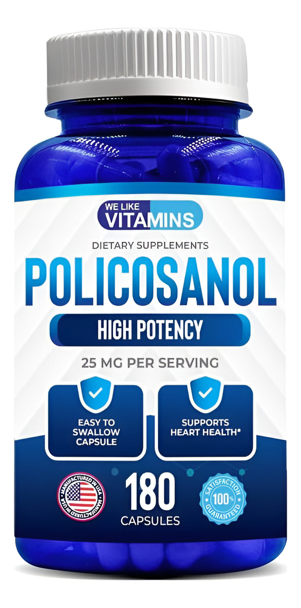 We Like Vitamins Policosanol 25mg - 180 Cápsulas - Suplemento De Policosanol Hecho De Caña De Azúcar Natural - Sin Omg