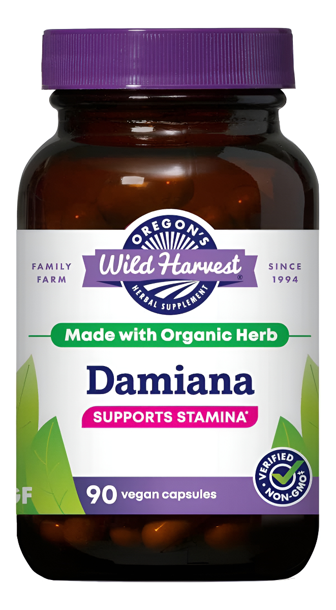 Oregon's Wild Harvest Suplemento De Hierbas Orgánicas, Extracto De Damiana, 90 Cápsulas Veganas