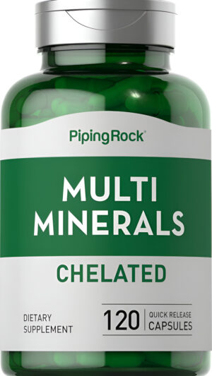 Mega Multi Mineral Quelated Suplemento | 120 Cápsulas | Sin Hierro | Sin Omg, Sin Gluten | Por Piping Rock