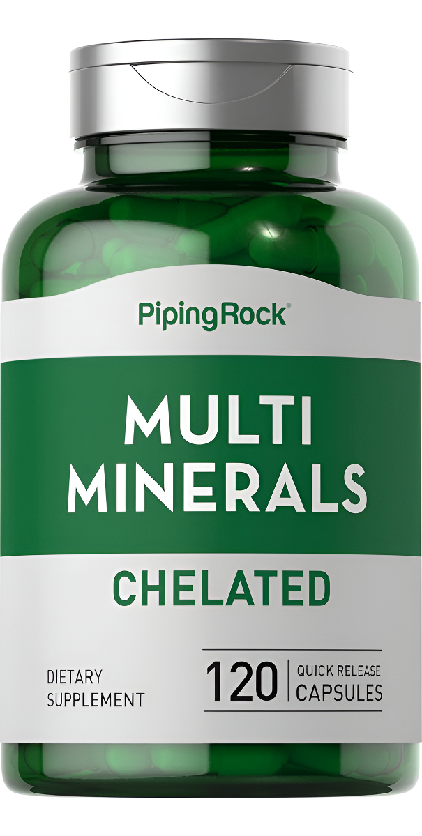 Mega Multi Mineral Quelated Suplemento | 120 Cápsulas | Sin Hierro | Sin Omg, Sin Gluten | Por Piping Rock