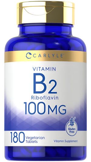 Carlyle Vitamina B-2 Con Riboflavina 400 Mg | 180 Cápsulas | Suplemento Sin Omg, Sin Gluten |