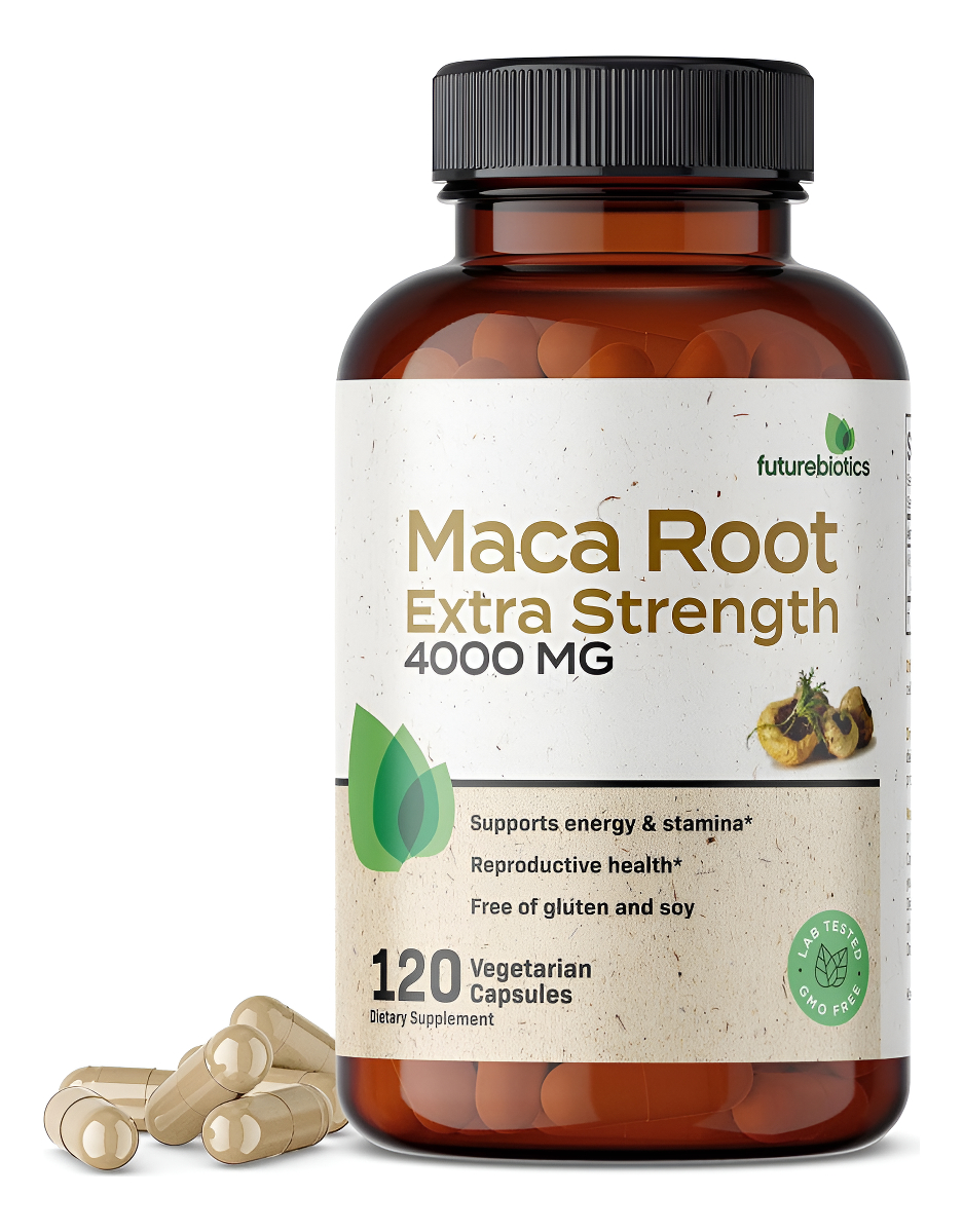 Futurebiotics Raíz De Maca Extra Fuerte 4000 Mg Apoya La Energía, La Resistencia Y La Salud Reproductiva, Sin Omg, 120