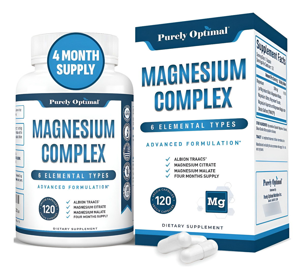 Purely Optimal Complejo De Magnesio De Alta Calidad 6 En 1