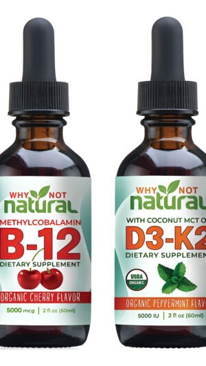 Why Not Natural Gotas Líquidas Orgánicas De Vitamina B12 Y Vitamina D3 + K2