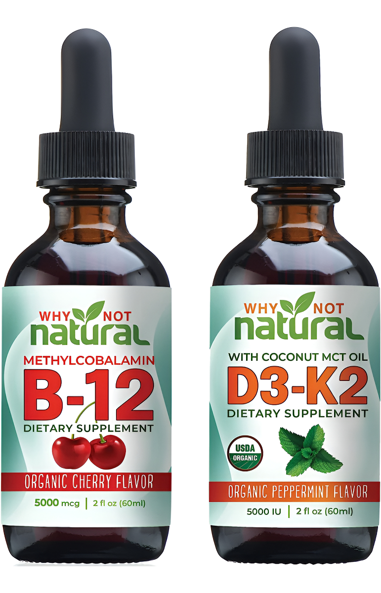 Why Not Natural Gotas Líquidas Orgánicas De Vitamina B12 Y Vitamina D3 + K2