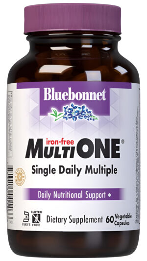 Bluebonnet Nutrition Multi One (libre De Hierro) Cápsulas Vegetales Para Múltiples Vitaminas De Espectro Completo, Vita