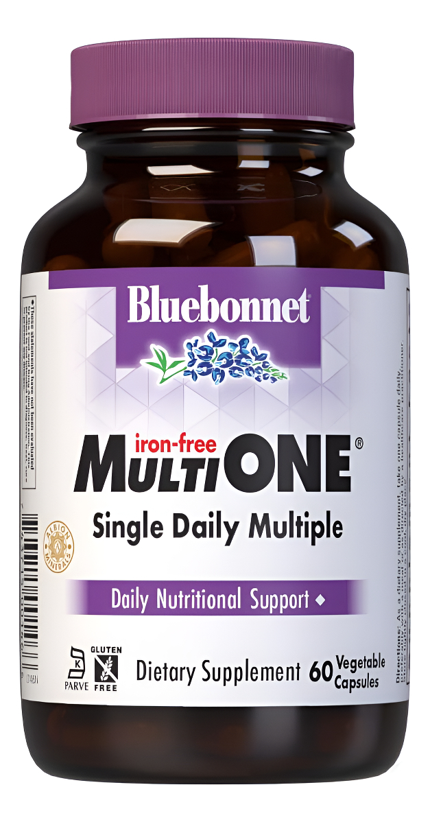 Bluebonnet Nutrition Multi One (libre De Hierro) Cápsulas Vegetales Para Múltiples Vitaminas De Espectro Completo, Vita