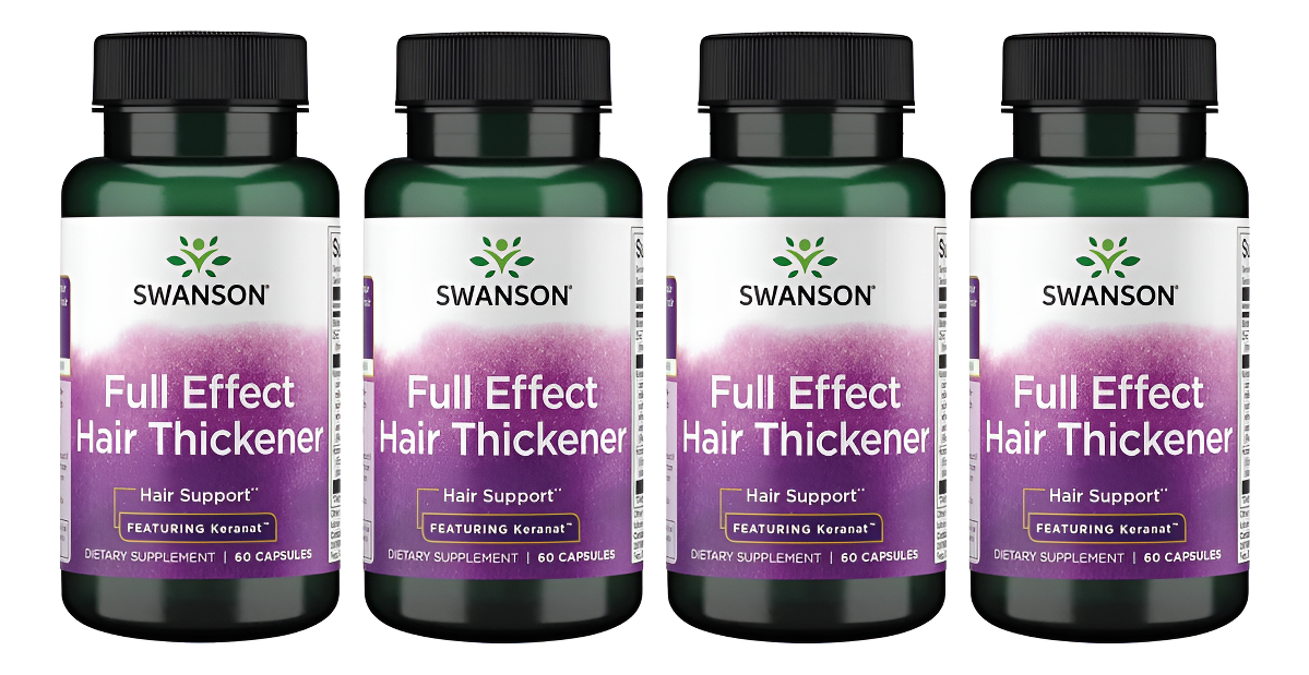 Swanson Espesante De Cabello De Efecto Completo, Con Keranat, 60 Cápsulas, Paquete De 4