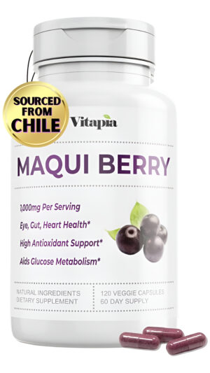 Maqui Berry 1000mg - Suplemento En Polvo De Bayas De Maqui - Apto Para Veganos, Sin Omg Y Sin Gluten, 120 Cápsulas Vege