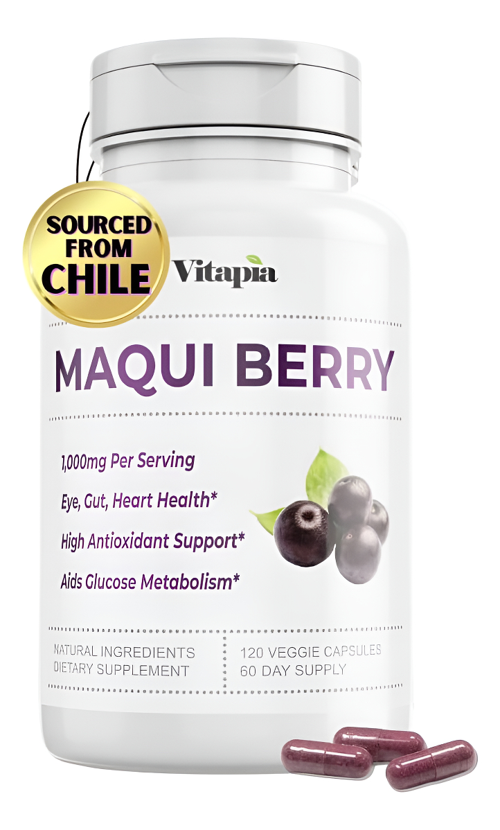 Maqui Berry 1000mg - Suplemento En Polvo De Bayas De Maqui - Apto Para Veganos, Sin Omg Y Sin Gluten, 120 Cápsulas Vege