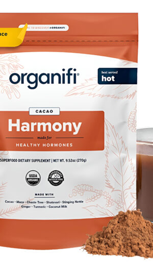 Organifi Harmony - Mezcla De Bebidas En Polvo De Cacao Orgánico Para Mujer Para Equilibrio Hormonal, Alivio Del Síndrom
