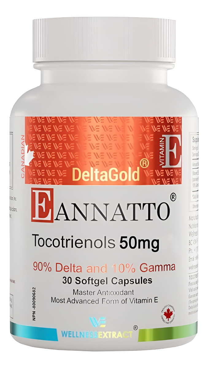 Wellness Extract Eannatto Tocotrienoles Deltagold Vitamina E 30 Cápsulas Blandas, Sin Tocoferol