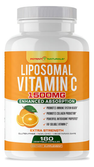 Potent Naturals Vitamina C Liposomal De 1500 Mg, Suplemento De Vitamina C 180 Cápsulas Veganas