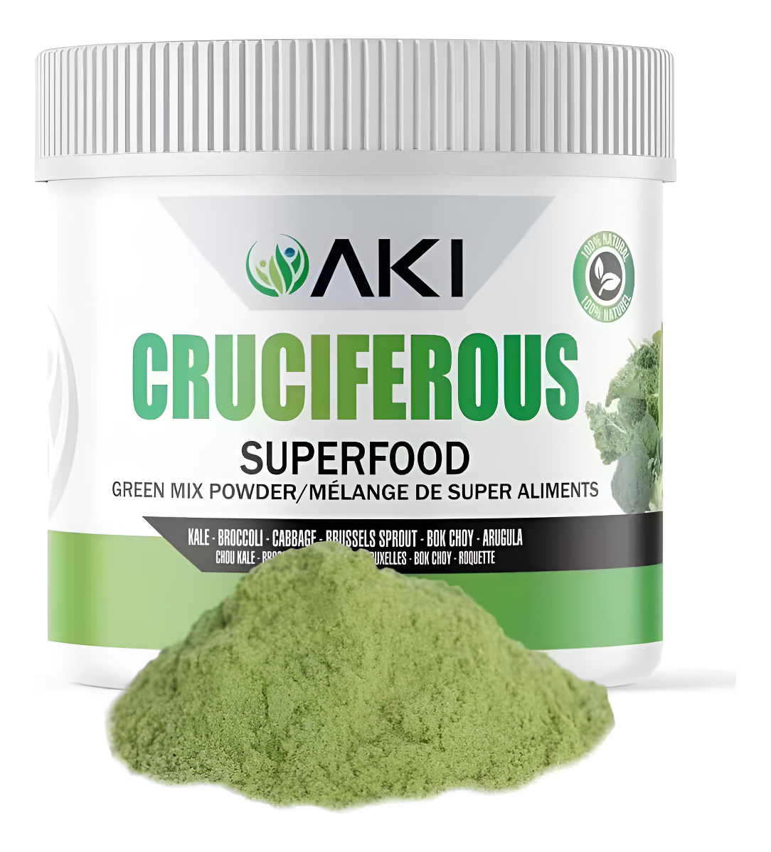 Aki Cruciferous Superfood Green Mix Powder - Hecho De Col Rizada, Brócoli, Coles De Bruselas, Repollo - Repleto De Fito