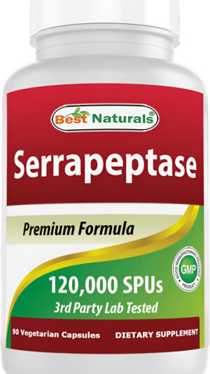 Best Naturals Serrapeptase 120000 Spus 90 Cápsulas De Vegetarain - Apoya La Salud Sinusal