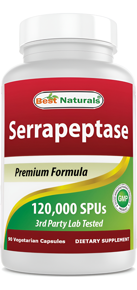 Best Naturals Serrapeptase 120000 Spus 90 Cápsulas De Vegetarain - Apoya La Salud Sinusal