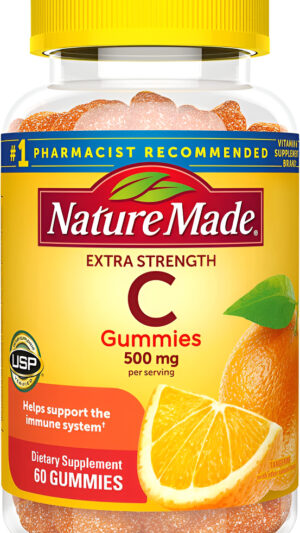 Nature Made 60 Gomitas De  Vitamina C 500 Mg Por Porción, Extra Fuerte, Suplemento Dietético Para Apoyo Inmunológico