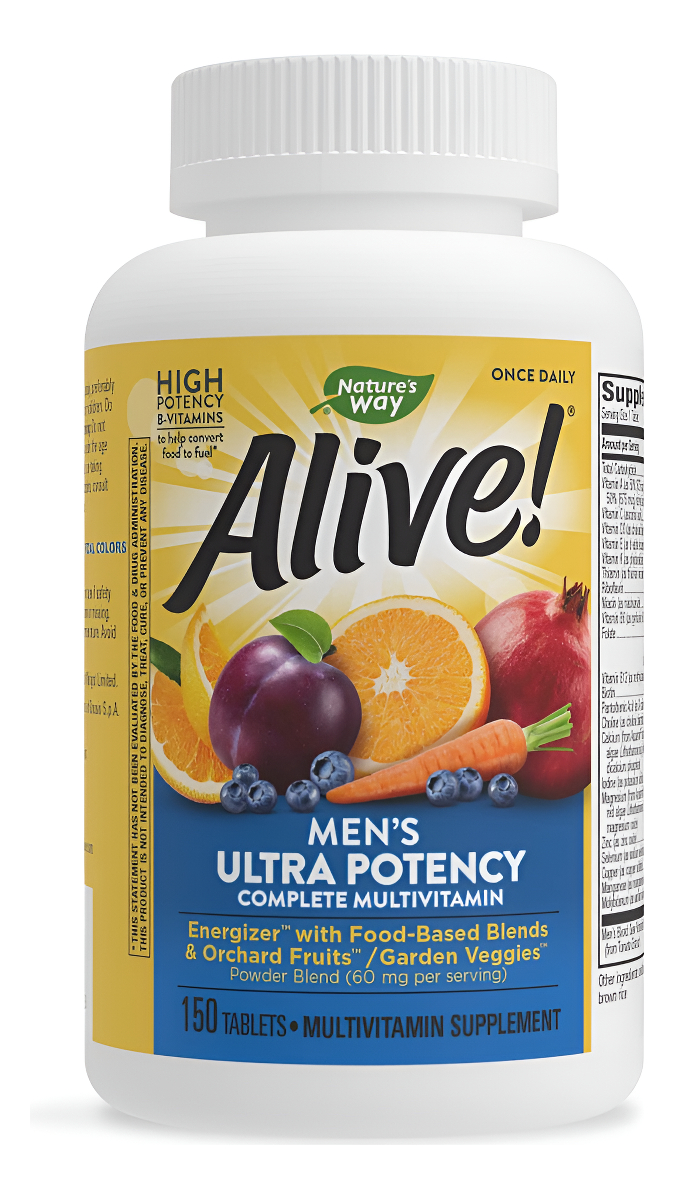 Nature's Way ¡alive! Daily Ultra Multivitamínico Para Hombres 150 Tabletas, Sin Gluten